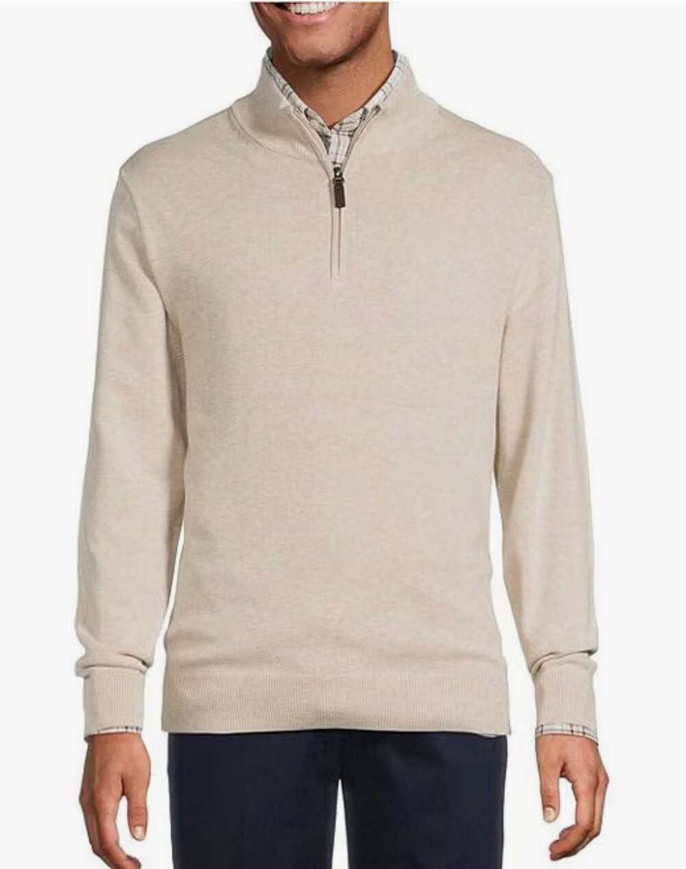 Roundtree & Yorke Men's Lightweight Quarter-Zip Mock Neck Sweater